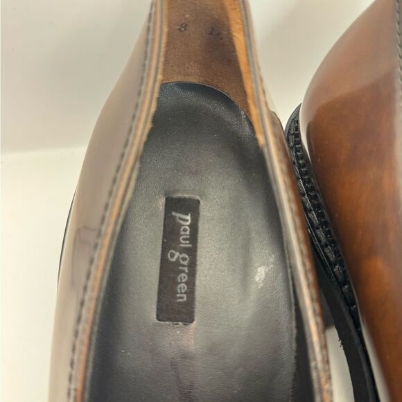 Paul Green Women’s Size 10.5 Janice Lug Sole Heeled Loafers Brown Leather - Picture 5 of 10